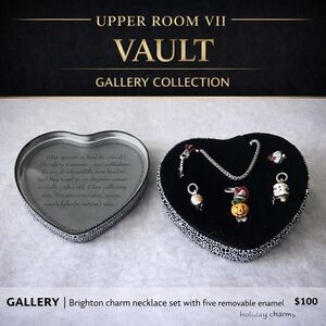 Brighton charm necklace set with five removable enamel holiday charms